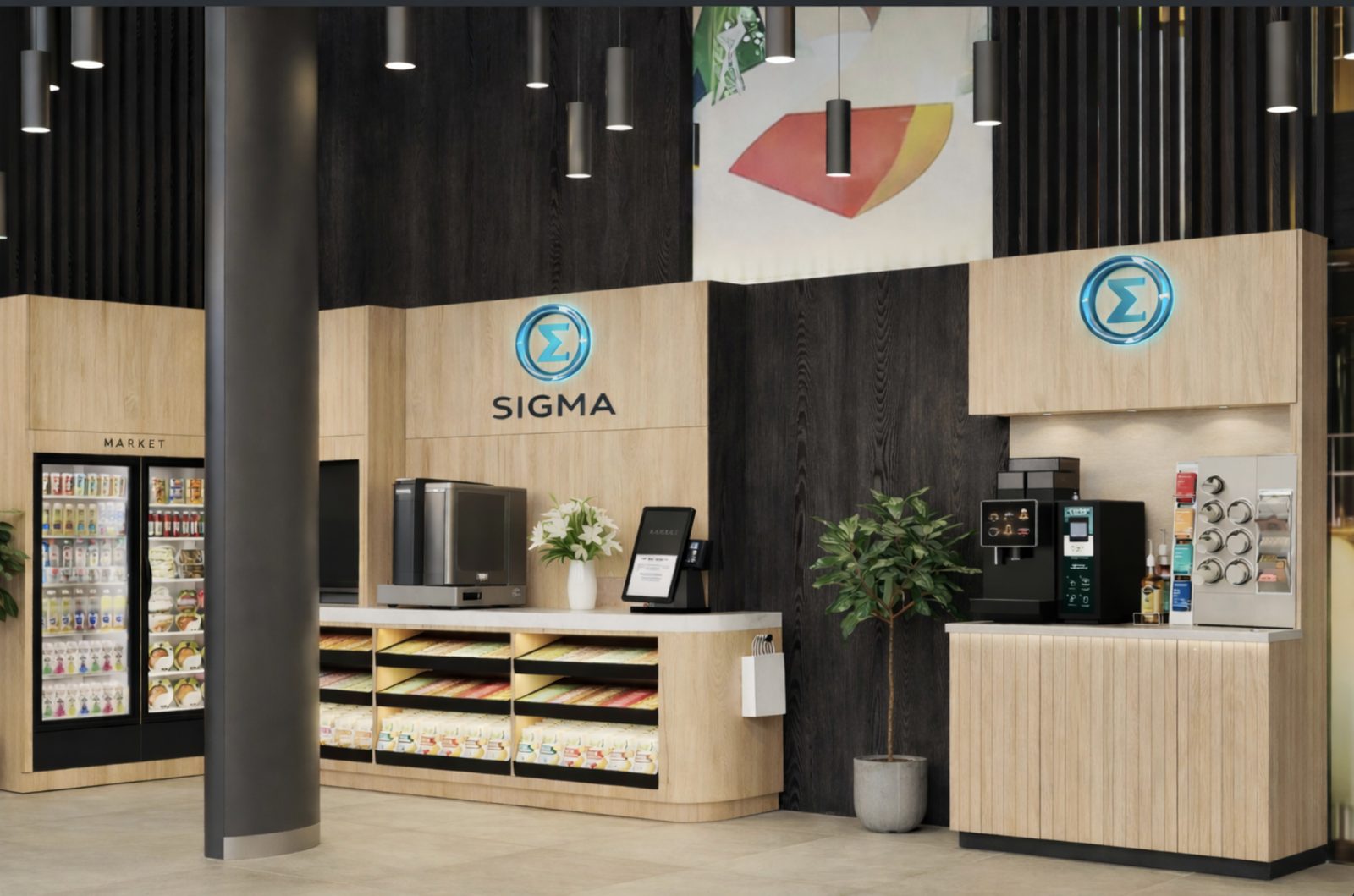 Sigma lobby market installation